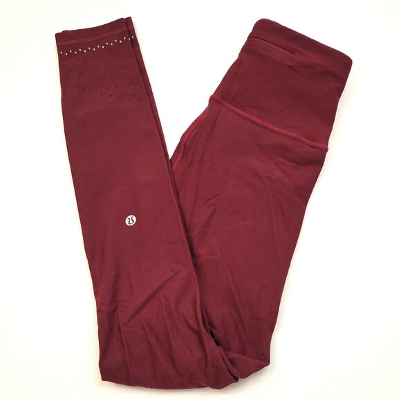 Lululemon 4 Zoned In Tight 27" Cassis Maroon Burgundy Red Reflective Compression - Picture 6 of 12